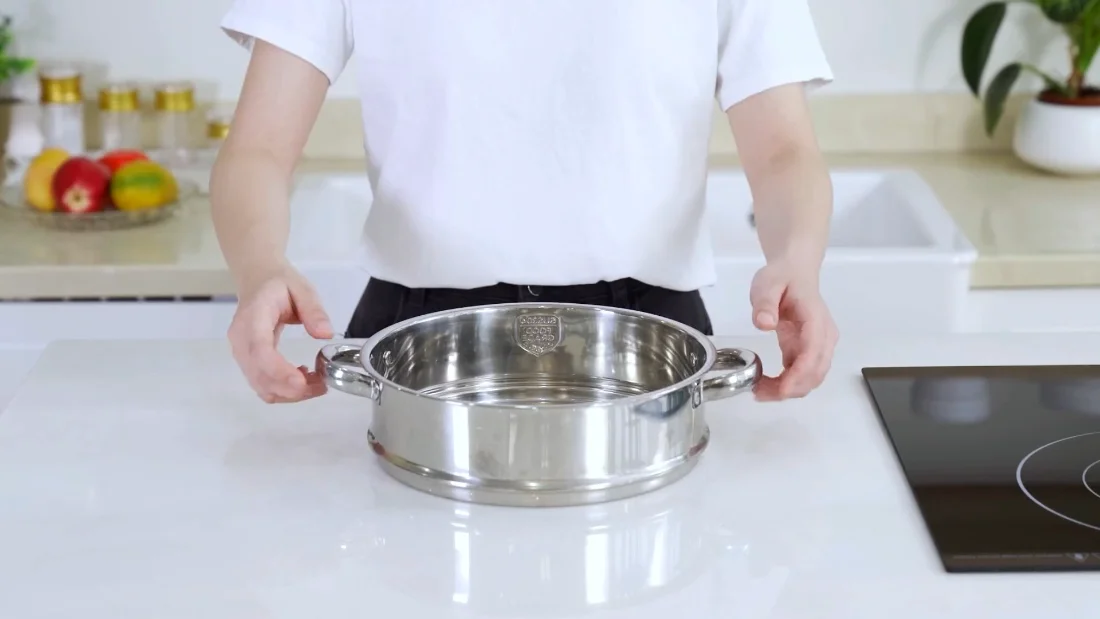 The stainless steamer insert from the 17-piece kitchen.